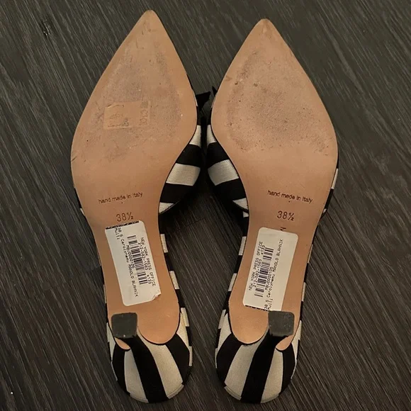 Manolo Blahnik Black and White Striped Heels - Picture 6 of 6